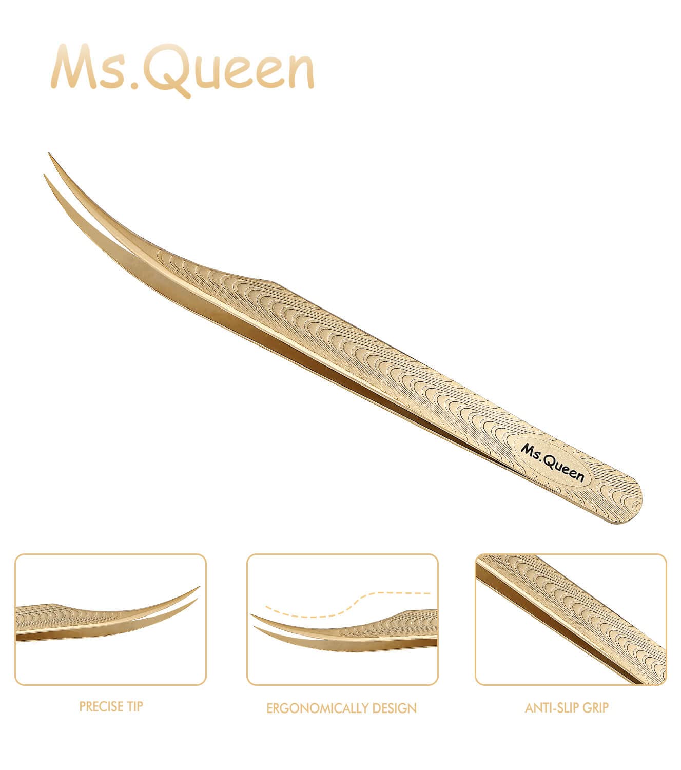 Ms.Queen Lash Extension Tweezers-Dolphin Shape Tip Isolation Tweezers for Classic Volume Eyelash Extensions