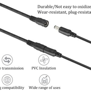 HCFeng DC Power Y Splitter Cable,DC 5.5mm x 2.1mm 1 Female to 2 Male Power Cord 18AWG 12v DC Extension Cord Cable for CCTV Security Camera, DVR, HDVD, LED Strip Light(2pack/1.6ft)