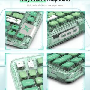 GK GAMAKAY GK75 75% RGB Transparent Gasket Mechanical Keyboard, Bluetooth/USB-C/2.4GHz 80 Keys Hot Swap Gateron Yellow Switch 2.0 KSA Profile PBT Keycaps Gaming Keyboard (Mint Green)