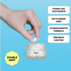 Sol Teeth Whitening Eco Friendly Toothpaste Tablets, Zero Waste Toothpaste Bits, Travel Friendly Reusable Glass Jar, Plastic Free, Vegan, Fluoride Free, Clean Fresh Breath, Mint Flavor Tabs, 60 Tablet