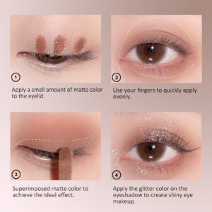 Erinde 3PCS Liquid Glitter Matte Eyeshadow, Liquid Glitter Eyeliner and Matte Cream Eyeshadow 2 in 1, Quick Drying, Easy to Apply, Long Lasting Korean Shimmer Matte Eyeshadow Sparkly Eye Makeup