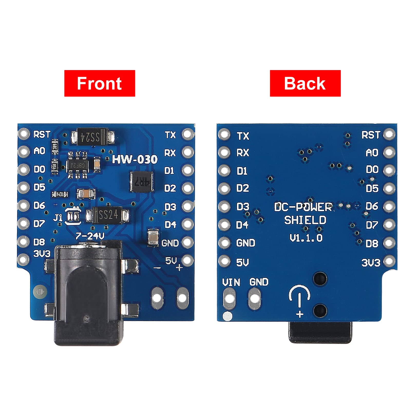 AOICRIE 12pcs DC Power Shield V1.1.0 for WEMOS D1 Mini Shield Development Board DC Power Supply Screen Module