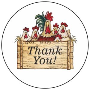 30 pcs thank you chicken​​​​​​​​​​​​ stickers envelope seals labels round tags, stamps sticker for gift cards, envelopes, boxes for holiday, birthday, christmas