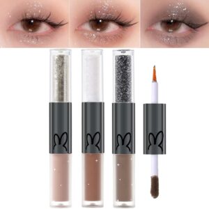 Erinde 3PCS Liquid Glitter Matte Eyeshadow, Liquid Glitter Eyeliner and Matte Cream Eyeshadow 2 in 1, Quick Drying, Easy to Apply, Long Lasting Korean Shimmer Matte Eyeshadow Sparkly Eye Makeup