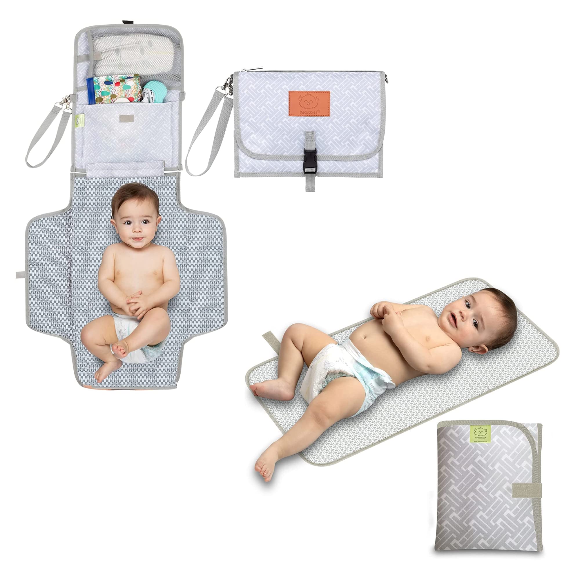 KeaBabies Portable Diaper Changing Pad and Waterproof Foldable Baby Changing Mat - Travel Diaper Change Mat - Diaper Changing Station - Travel Diaper Change Pad - Lightweight Changing Pads for Baby