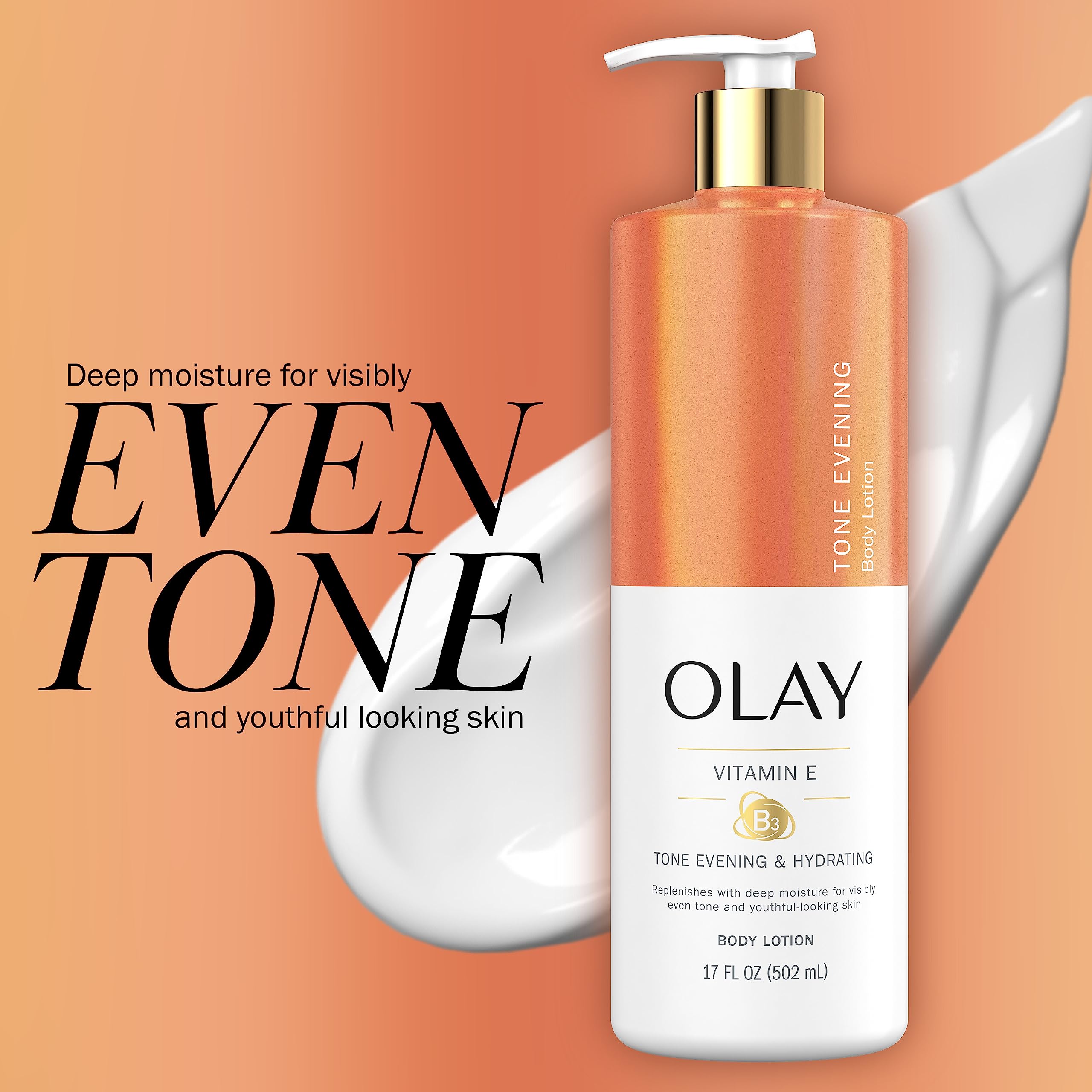 Olay Tone Evening and Hydrating Body Lotion, Deep Moisture, 17oz (Pack of 4)