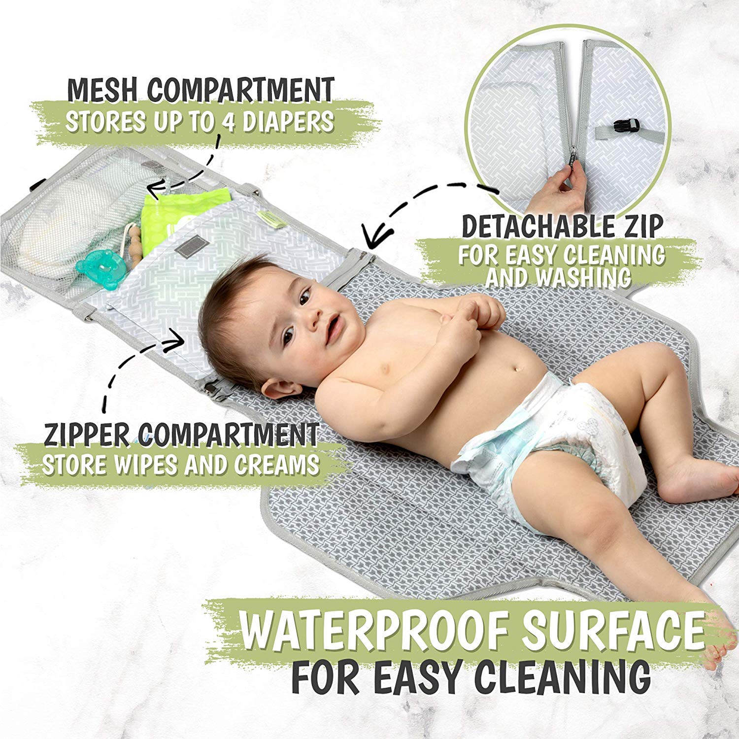 KeaBabies Portable Diaper Changing Pad and Waterproof Foldable Baby Changing Mat - Travel Diaper Change Mat - Diaper Changing Station - Travel Diaper Change Pad - Lightweight Changing Pads for Baby