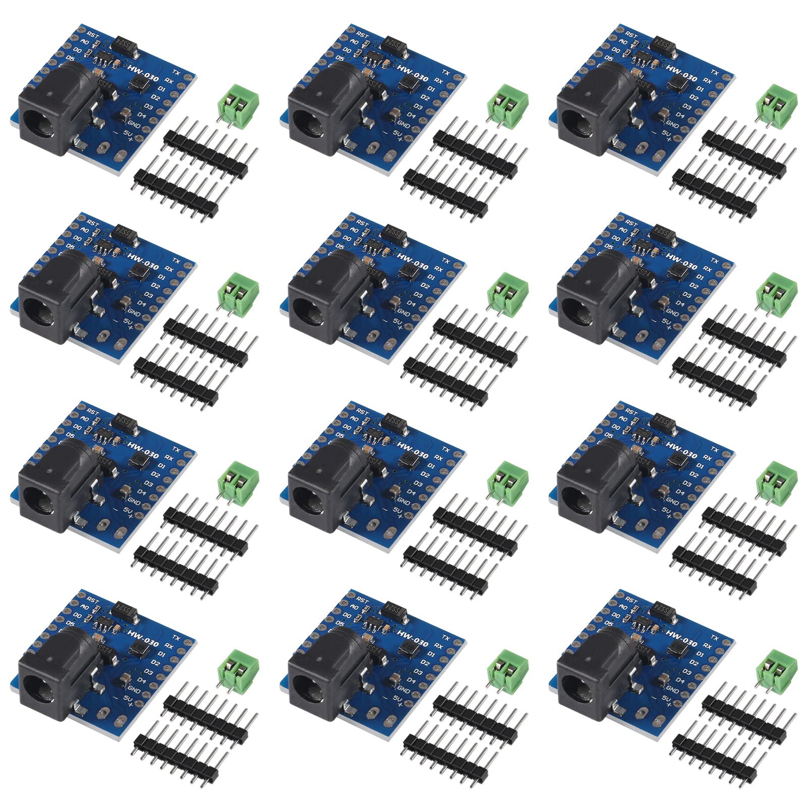 AOICRIE 12pcs DC Power Shield V1.1.0 for WEMOS D1 Mini Shield Development Board DC Power Supply Screen Module