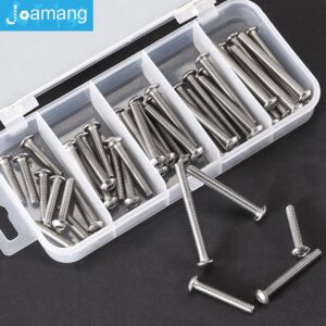 Joamang M4 x 20mm 25mm 30mm 35mm 40mm Button Head Socket Cap Screws Bolts, Stainless Steel 304, Metric Allen Hex Drive, Bright Finish, Fully Threaded, Assortment Kit 50PCS