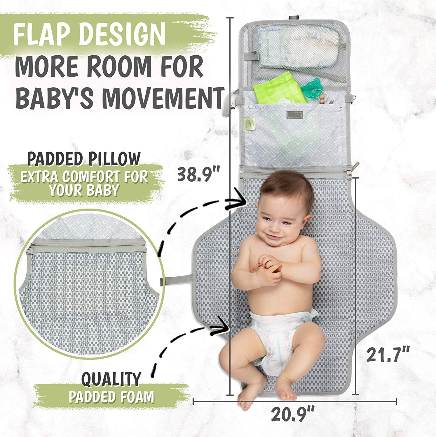 KeaBabies Portable Diaper Changing Pad and Waterproof Foldable Baby Changing Mat - Travel Diaper Change Mat - Diaper Changing Station - Travel Diaper Change Pad - Lightweight Changing Pads for Baby