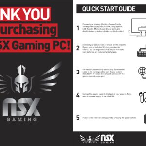 NSX GAMING PC Gaming Desktop Gamer Computer Intel Core I5 10400F, GeForce RTX 2060 6GB, 16 GB Ram (2x8) 480 Gb SSD, USB-C WiFi, Hdmi, Mouse and Keyboard Gamer, Win 11 Home