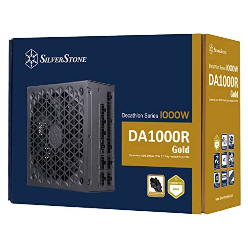 SilverStone Technology Decathlon DA1000R Gold Cybenetics Gold 1000W PCIe 5.0 Fully Modular ATX 3.0 Power Supply, SST-DA1000R-GM