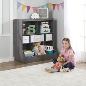 Badger Basket Combo Bin Toy Storage Unit and Book Shelf for Kids with 3 Baskets - Cool Gray