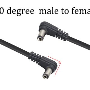 HCFeng Double Elbow DC 5.5mm x 2.1mm Cable DC 5.5mm x 2.1mm 90 Degree Right Angle Male to Male Power Adapter Cable for CCTV Surveillance Security Camera LED Strip DVR (22 AWG)[2 Pack/ 5ft]