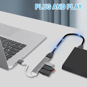 USB Hub 4-Port USB Hub Ultra-Slim Data USB Splitter Portable Aluminium Alloy Mini USB Hub Extensions Applicable for Laptop, MacBook, Mac Mini/Pro, Surface, Notebook PC, PS4, Flash Drive, Mobile HDD