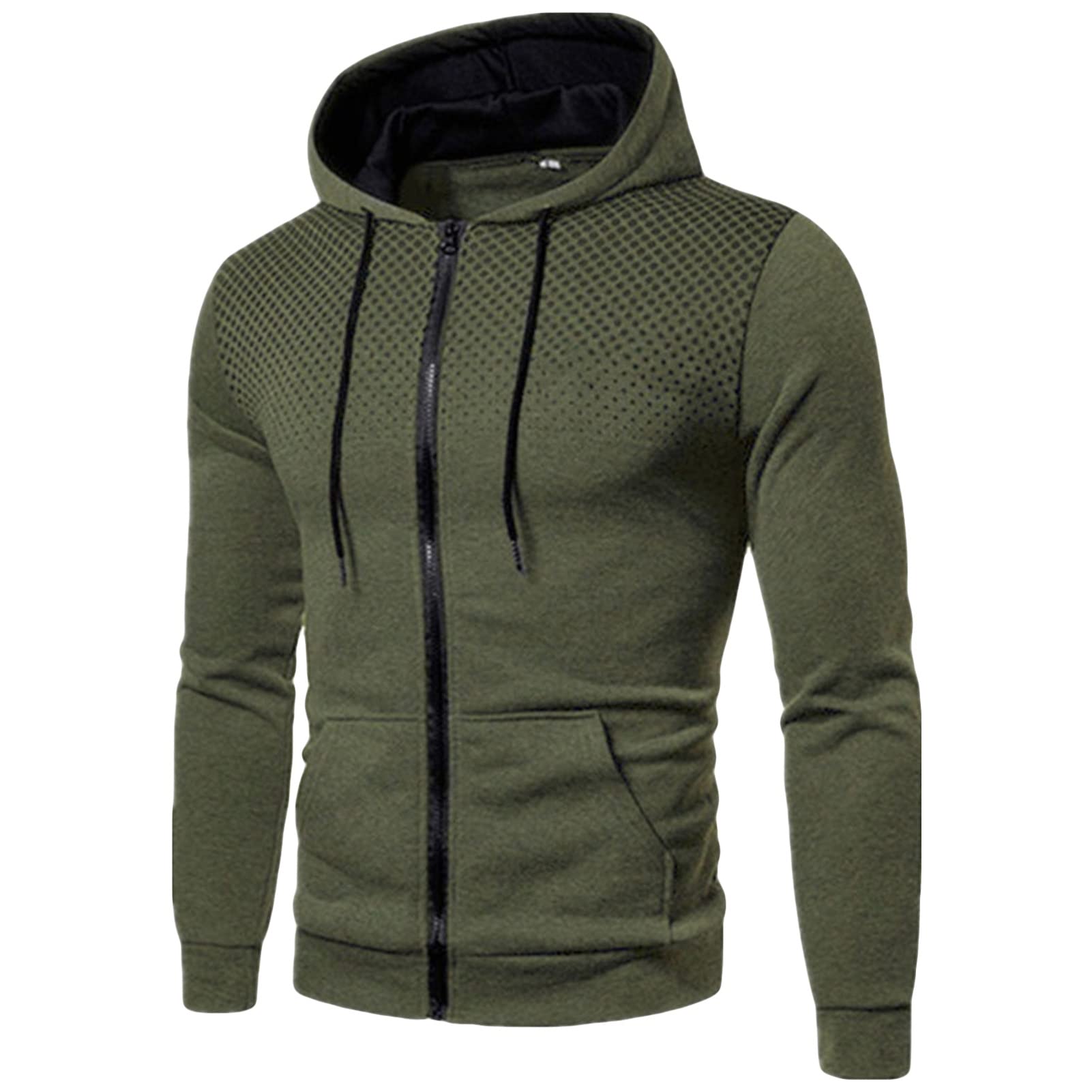 Maiyifu-GJ Men's Gym Zipper Hoodies Lightweight Zip Up Workout Hoodie Drawstring Long Sleeve Zip Front Hooded Sweatshirt (Armygreen,XX-Large)