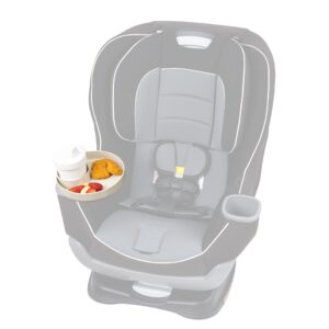 Travel Tray My Round, USA made. Easily convert your existing cup holder to a TRAY AND CUP HOLDER for use in a Car Seat, Booster, Stroller, Golf Cart and anywhere you have a cup holder! Beige