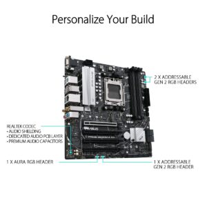 ASUS Prime B650M-A AX AMD B650(Ryzen 7000) Micro-ATX Motherboard(DDR5,PCIe 5.0 M.2,2.5Gb LAN,Wi-Fi 6, DP,USB 3.2 Gen 2 Ports,Front USB 3.2 Gen 1 Type-C®, BIOS Flashback™, CEC Tier II Ready)