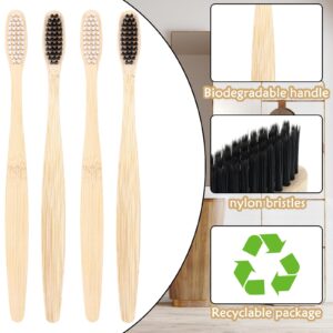 Vesici 200 Pieces Bamboo Toothbrushes Bulk Soft Bristles Toothbrushes with Micro Fur Ultra Wooden Bamboo Tooth Brushes Manual Toothbrushes for Adults Travel Family Hotel Use Individually Packaged