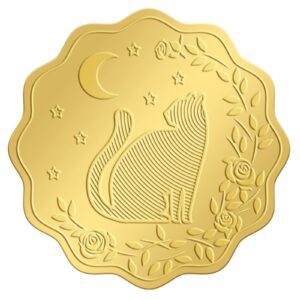 craspire 100pcs gold foil stickers embossed certificate seals self-adhesive stickers medal decoration stickers certification graduation corporate notary seals envelope (cat)