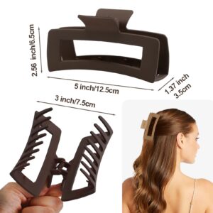 5 Inch XL Hair Clips, Strong Hold Oversized Non-slip Square Clips for Thick Long Curly Hair - 6 Colors, Matte Jumbo Gift Set