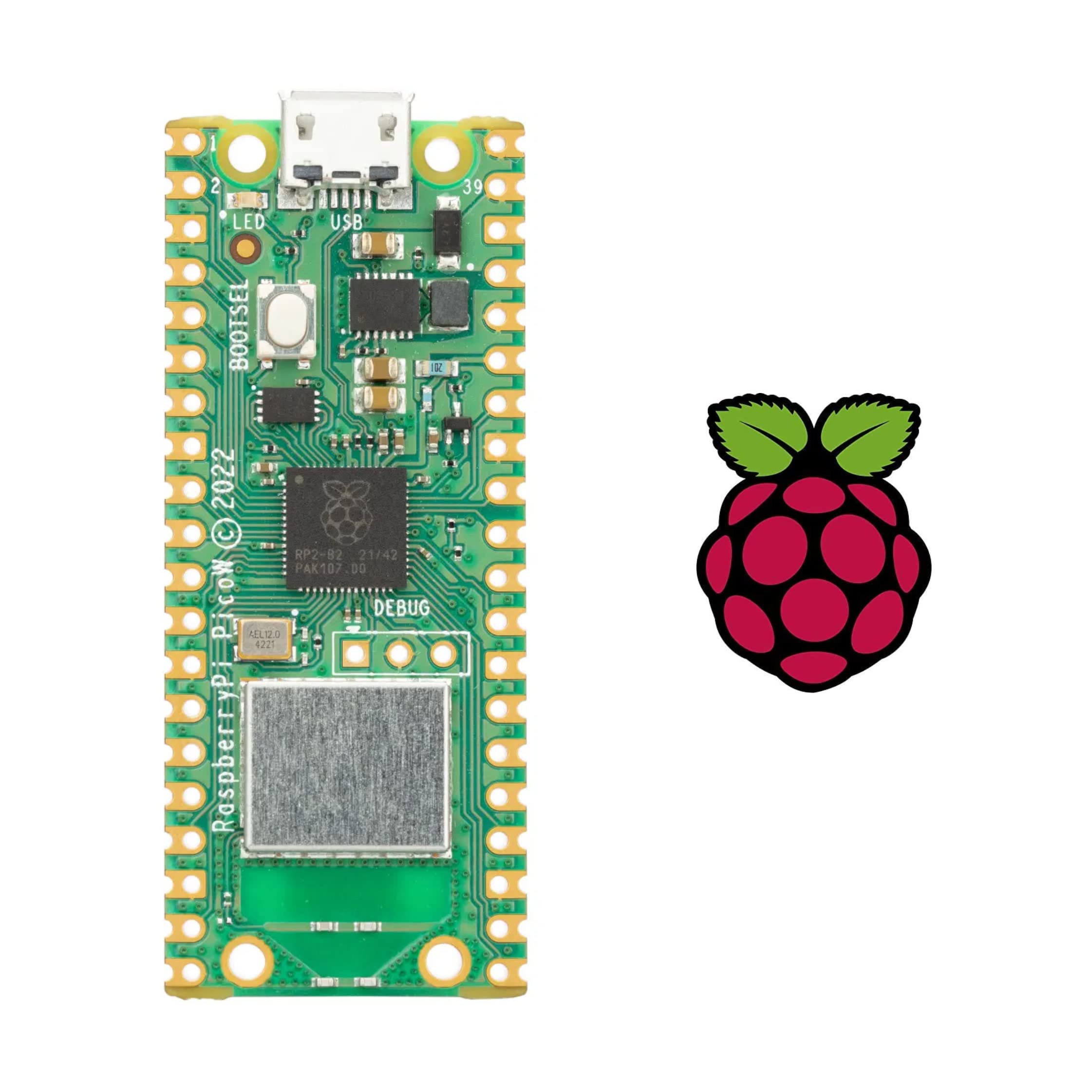 Vis Viva Raspberry Pi Pico W (Wireless, WiFi) + Raspberry Pi Logo Sticker (1Pack, Wireless)