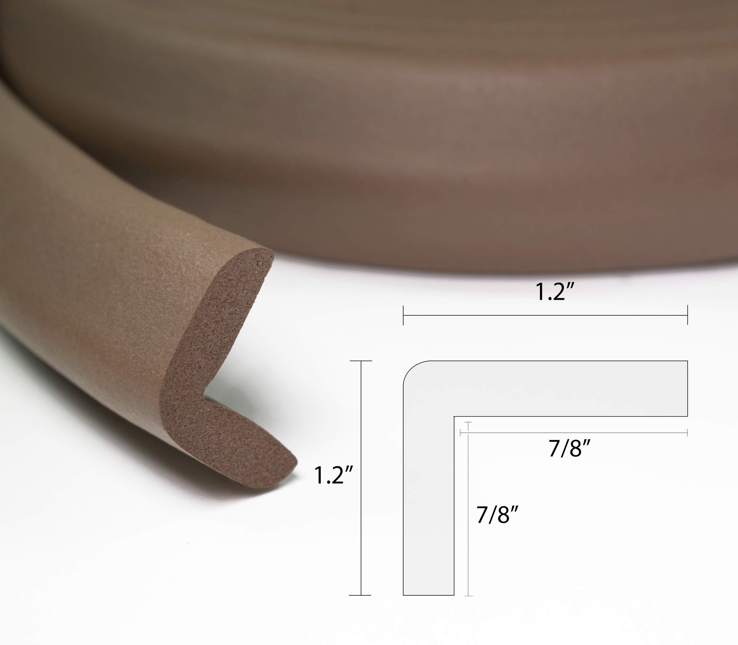 Kidkusion Baby Proof Edge Guards for Safety | Made in The USA | 24 Feet | Brown | Edge Protectors for Furniture, Tables, Fireplaces | Heavy Duty Tape Included