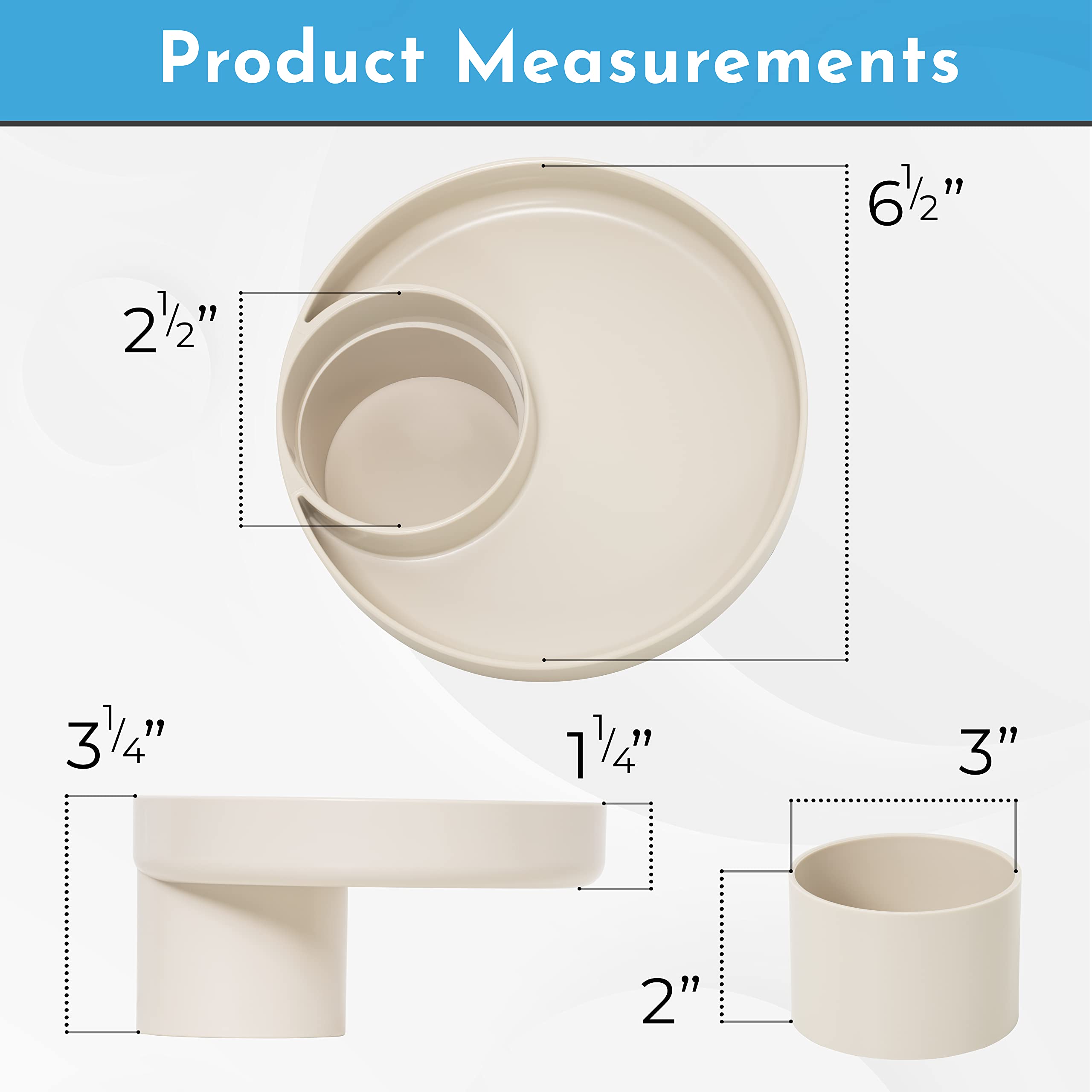 Travel Tray My Round, USA made. Easily convert your existing cup holder to a TRAY AND CUP HOLDER for use in a Car Seat, Booster, Stroller, Golf Cart and anywhere you have a cup holder! Beige