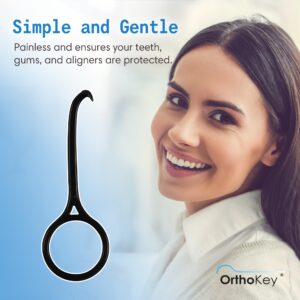 OrthoKey Clear Aligner Removal Tool | Invisible Removable Braces, Denture, Brackets, Retainer Remover Key | Personal Orthodontic Supplies, Dental-Grade for Ortho Cleaning & Travel Use | (1-Pack) Black