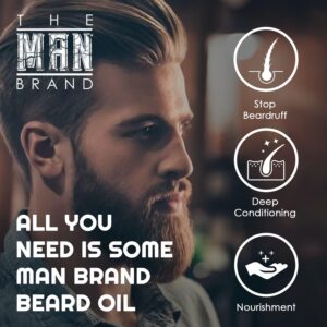 The Man Brand Gentlemen's Bourbon Beard Oil Leave-In Conditioner for Men – Luxurious Bourbon Beard Oil for Deep Conditioning and Styling Care, Soften and Nourish Beard (1 Ounce, Gentlemen's Bourbon)