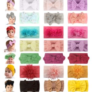 WZT 21PCS Baby Nylon Headbands 7 styles Hairbands Hair Bow Elastics for Girl headbands with bows Newborns Infant Toddlers