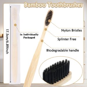 Vesici 200 Pieces Bamboo Toothbrushes Bulk Soft Bristles Toothbrushes with Micro Fur Ultra Wooden Bamboo Tooth Brushes Manual Toothbrushes for Adults Travel Family Hotel Use Individually Packaged