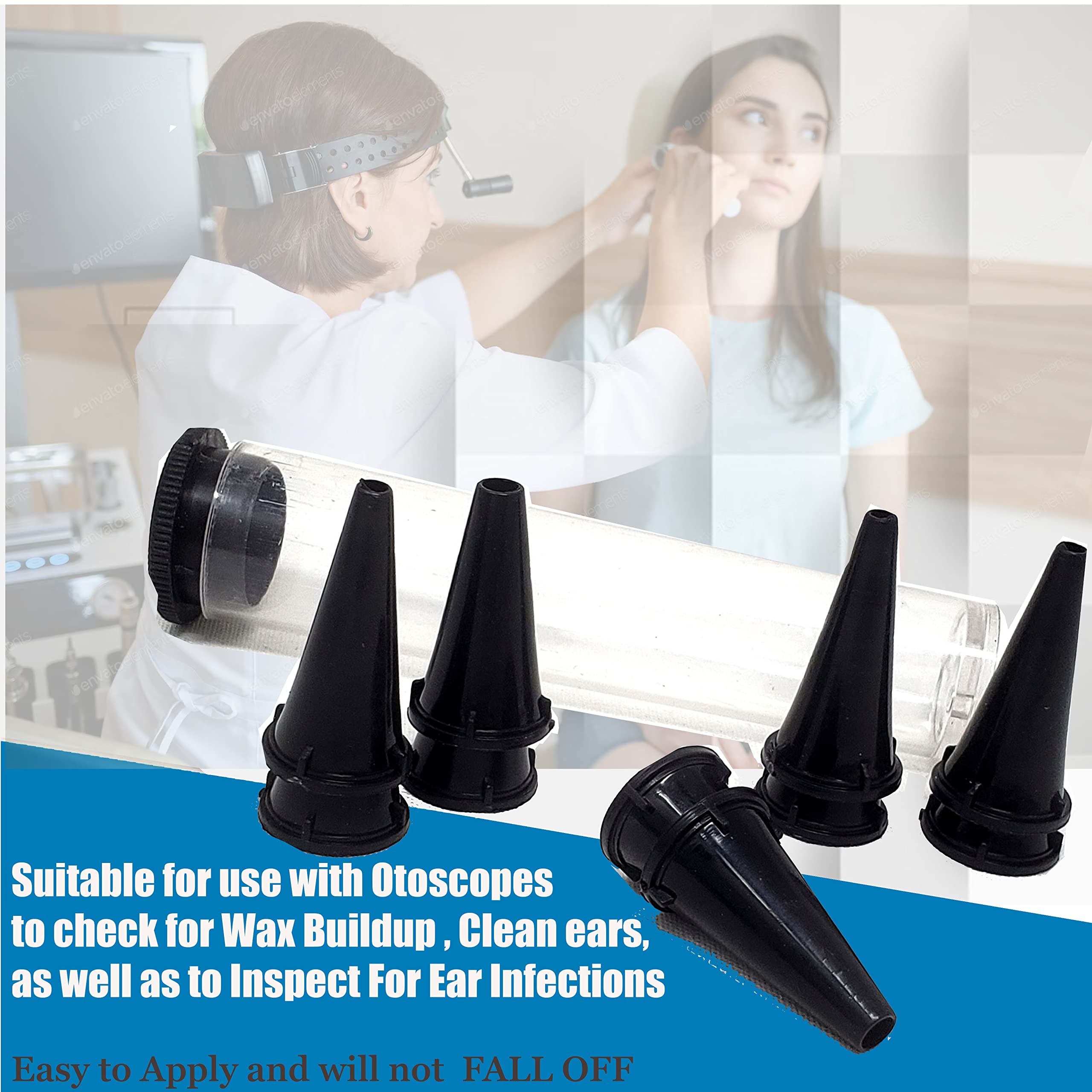 A2Z New Disposable Otoscope Specula Tips 20 with Tube, 2.5 mm & 3.5mm, Ear Piece Inspection Examination ENT Diagnostic Instrument