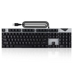 septpenta wired mechanical keyboard, 104 keys rgb lighting n key rollover muliple lighting modes usb gaming keyboard, keycaps delicate comfortable feel for home office for win 7 win 8(black)