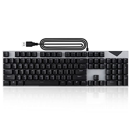 Septpenta Wired Mechanical Keyboard, 104 Keys RGB Lighting N Key Rollover Muliple Lighting Modes USB Gaming Keyboard, Keycaps Delicate Comfortable Feel for Home Office for Win 7 Win 8(Black)