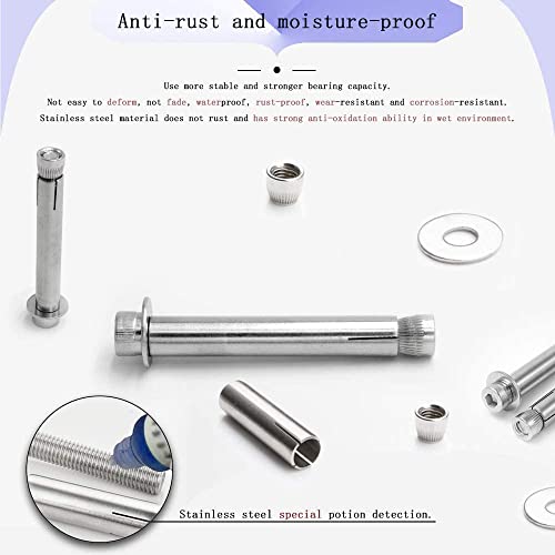 Expansion Screw, Stainless steel expansion bolts, screws, screws, Hardware Accessories - Expansion Bolt 304 Stainless Steel Sleeve Anchors for Household, Industrial, M10*120 4pcs (Color : M10*80 4pcs)