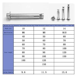 Expansion Screw, Stainless steel expansion bolts, screws, screws, Screw Diy Hardware Expansion Bolt - 304 Stainless Steel Extension Bolt Expansion Screw For Construction Fasteners (Color : M8*100 10pc