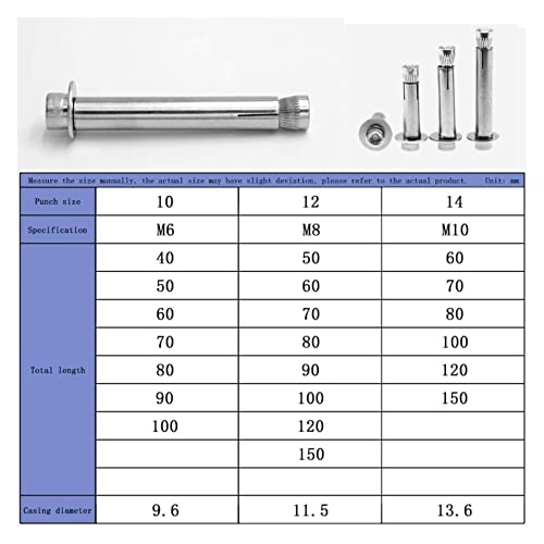 Expansion Screw, Stainless steel expansion bolts, screws, screws, Screw Diy Hardware Expansion Bolt - 304 Stainless Steel Extension Bolt Expansion Screw For Construction Fasteners (Color : M8*100 10pc