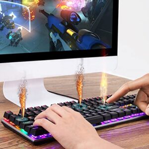 Septpenta Wired Mechanical Keyboard, 104 Keys RGB Lighting N Key Rollover Muliple Lighting Modes USB Gaming Keyboard, Keycaps Delicate Comfortable Feel for Home Office for Win 7 Win 8(Black)