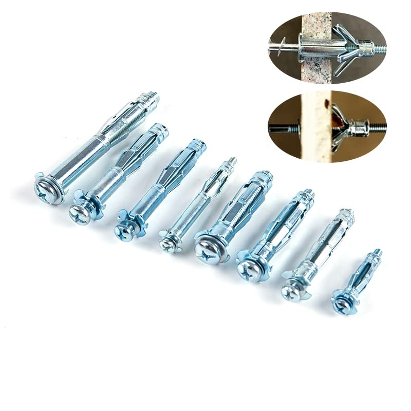 Expansion Screw,Stainless steel expansion bolts, screws, screws,Expansion Bolts Heavy Expansion Bolt Set Wall Anchor Metal Setting Tool Hollow Drive Anchor Screws Assortment Kit for Drywall Plaster (C