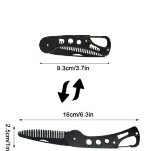 baixikly Stainless Steel Folding Beard Comb For Men, Mustache Comb Multifunctional Pocket Beard for Men Beard Mustache Stylin