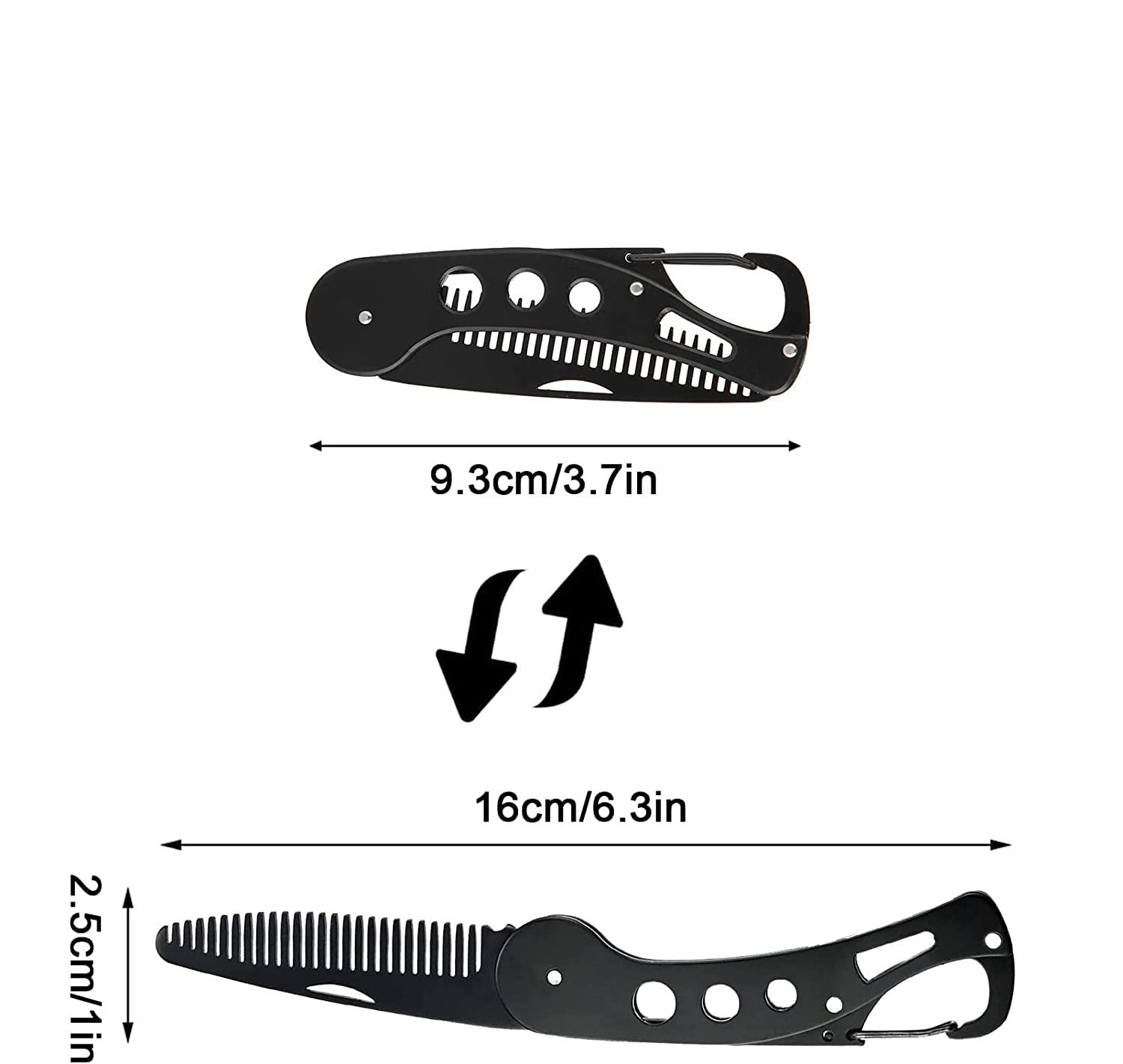 baixikly Stainless Steel Folding Beard Comb For Men, Mustache Comb Multifunctional Pocket Beard for Men Beard Mustache Stylin