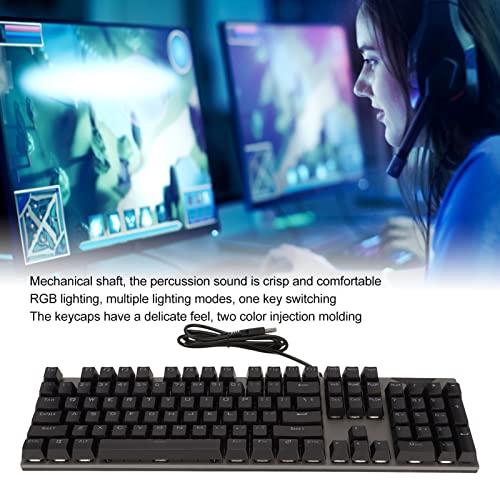 Septpenta Wired Mechanical Keyboard, 104 Keys RGB Lighting N Key Rollover Muliple Lighting Modes USB Gaming Keyboard, Keycaps Delicate Comfortable Feel for Home Office for Win 7 Win 8(Black)