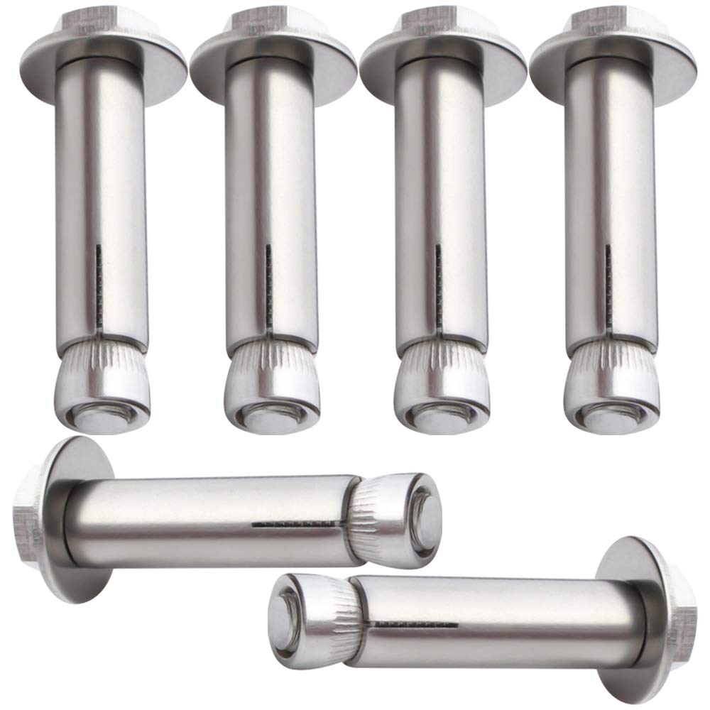 Expansion Screw,Stainless steel expansion bolts, screws, screws, Expansion Bolt Sleeve Anchor 6pcs Fixing Anchors, 304 Stainless Steel External Hex Nut Expansion Sleeve Expansion Screw Bolts, M10 x 60