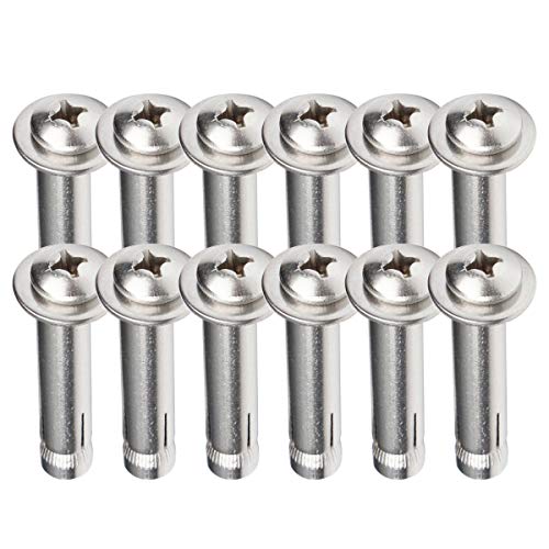 Expansion Screw,Stainless steel expansion bolts, screws, screws, 12 Pieces Expansion Screw Bolts M6 x 40/50/60/70/80/100 mm - 304 Stainless Steel Pan Head Cross Expansion Screw Sleeve Anchor Bolt Heav