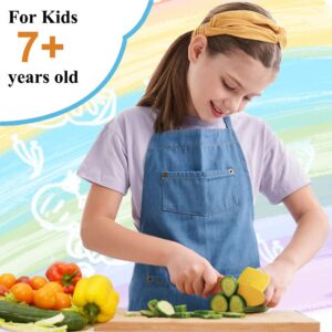 Kibbidea Kid Chefs Knife for Real Cooking, Stainless Steel Kids Kitchen Knife, BPA-Free Kids Friendly Knife with Finger Guard, Cut-proof Glove, Kids Knives Set for Cutting (Orange)