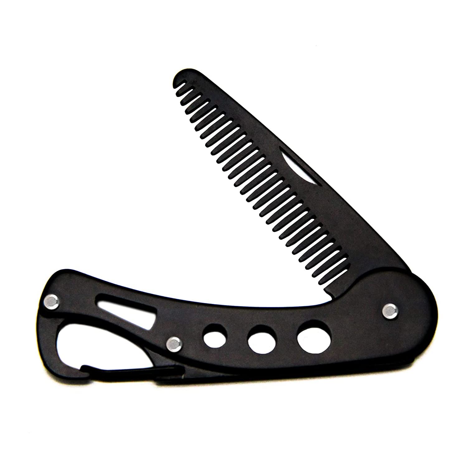 baixikly Stainless Steel Folding Beard Comb For Men, Mustache Comb Multifunctional Pocket Beard for Men Beard Mustache Stylin