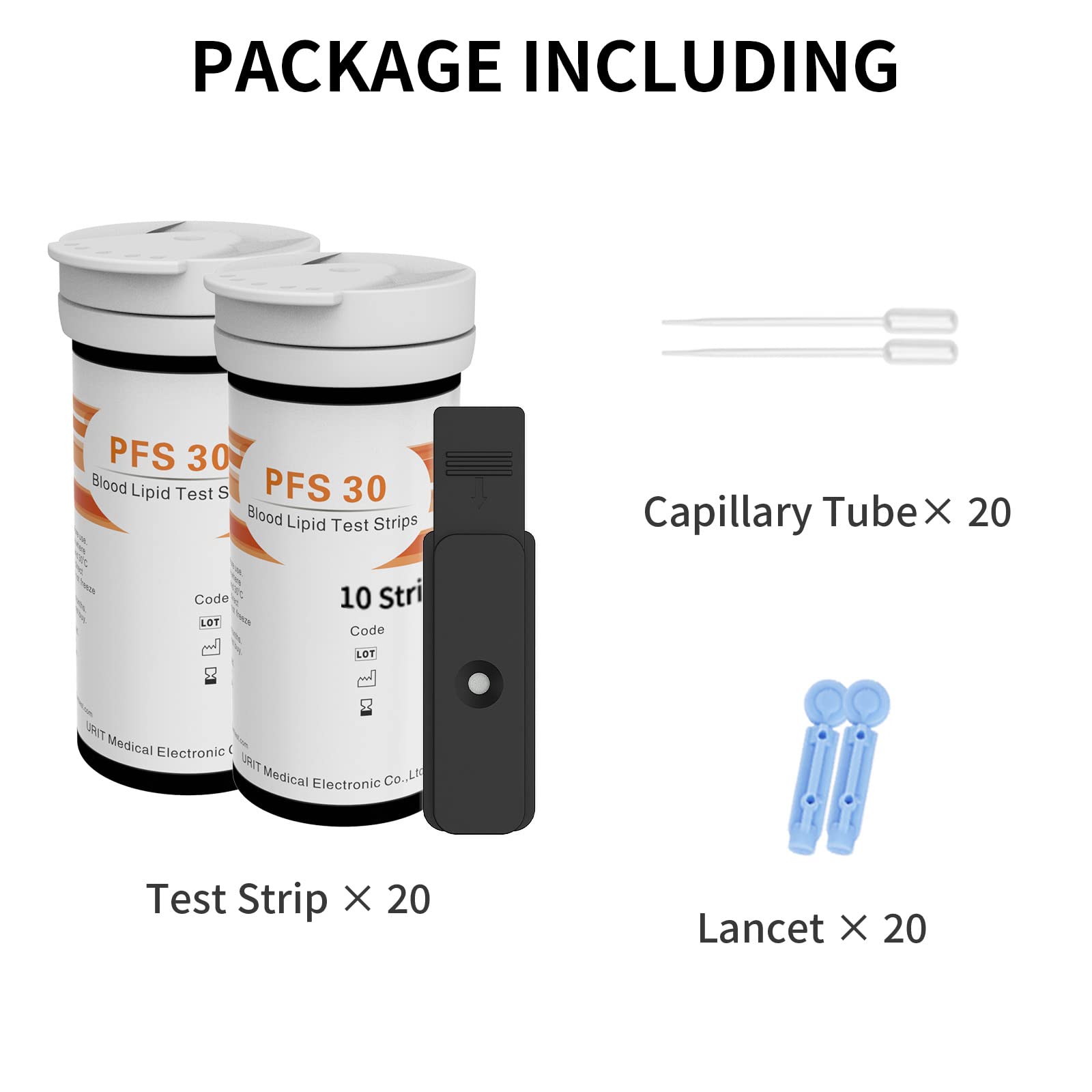 URIT 5 in 1 Lipid Test Strips, 20 Test Strips for PSF-30 (Test Strips Only)