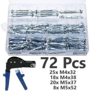 Expansion Screw, Stainless Steel Expansion Bolts, Screws, Screws,Expansion Bolts Hollow Wall Anchor Metal Setting with M4 M5 Mixed Screw Set Cavity Plasterboard Fixing Car Body Repair Tool