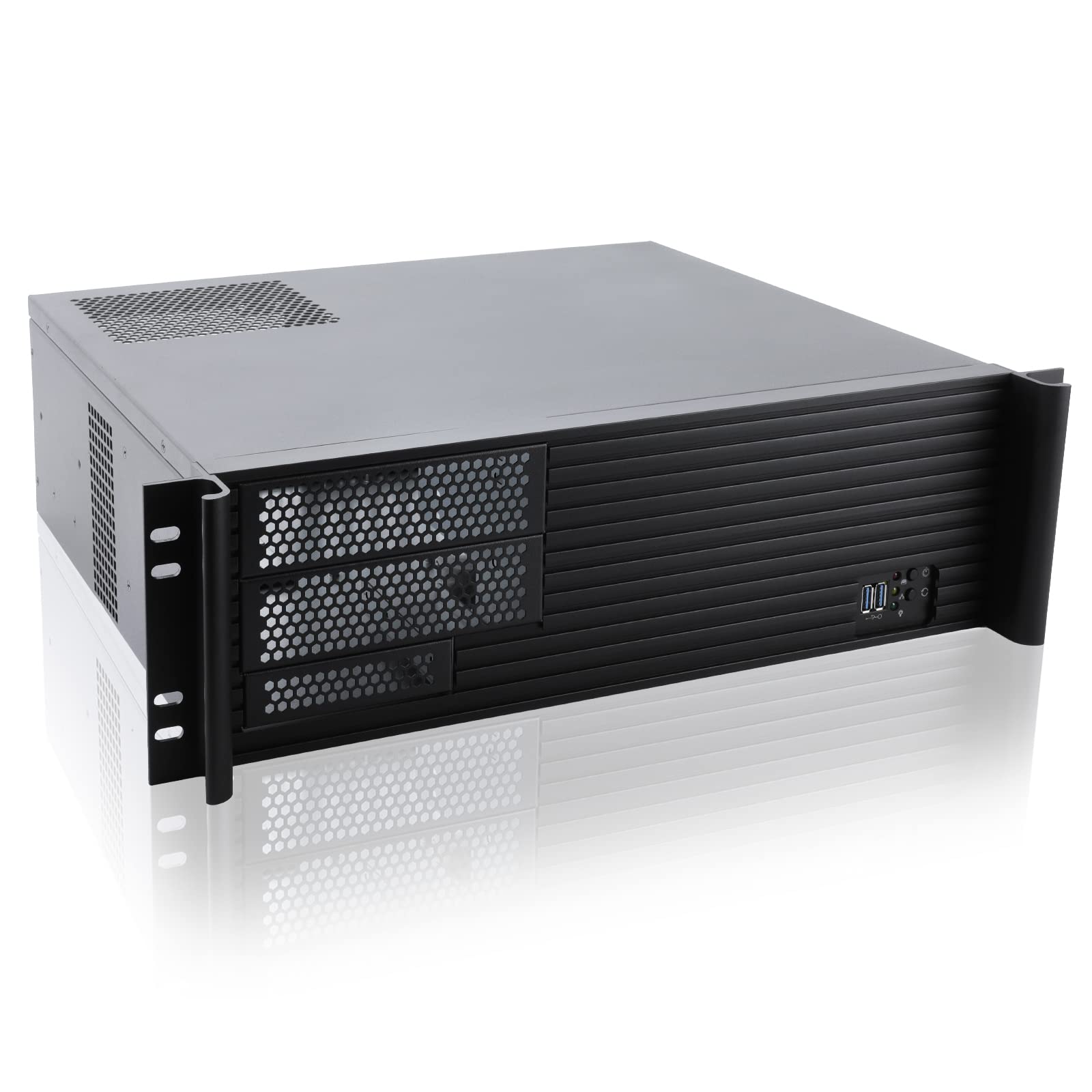 RackChoice 3u Short Depth rackmount Server Chassis Micro ATX/Mini-itx 2x5.25+5x3.5 Bays Support Standard ATX PSU with Either top or Side Cooling